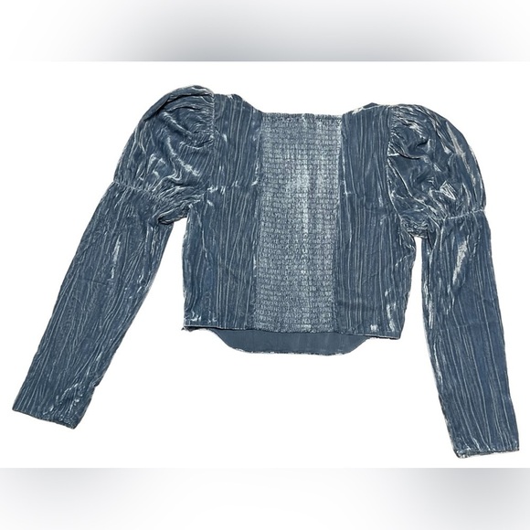 Wayf Velvet Bustier Corset Top Juliet Sleeves in Color Slate Womens Size Medium - Picture 8 of 16